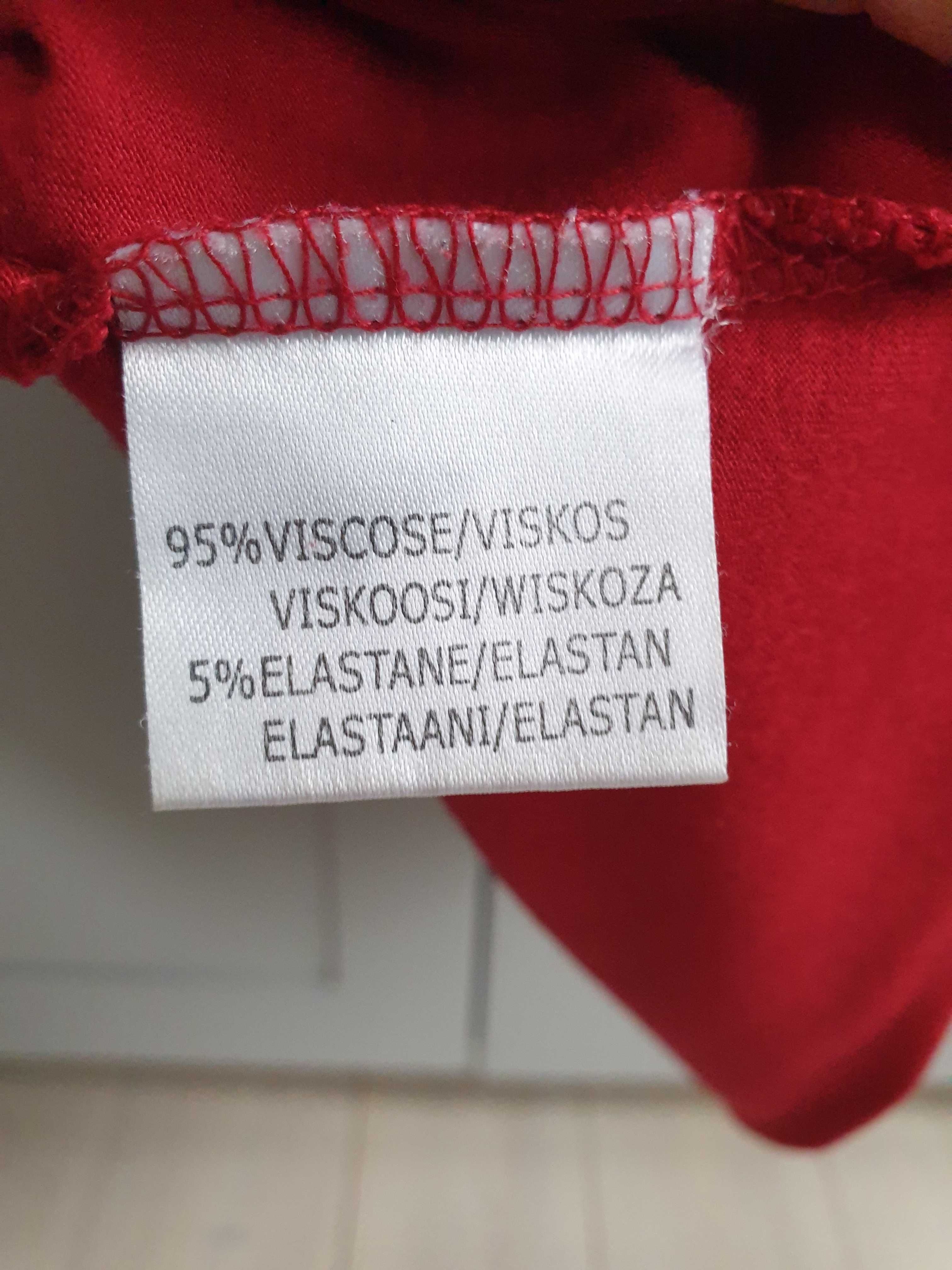 Bluzka Kappahl t-shirt czerwona świąteczna z falbankami rozmiar 36 38