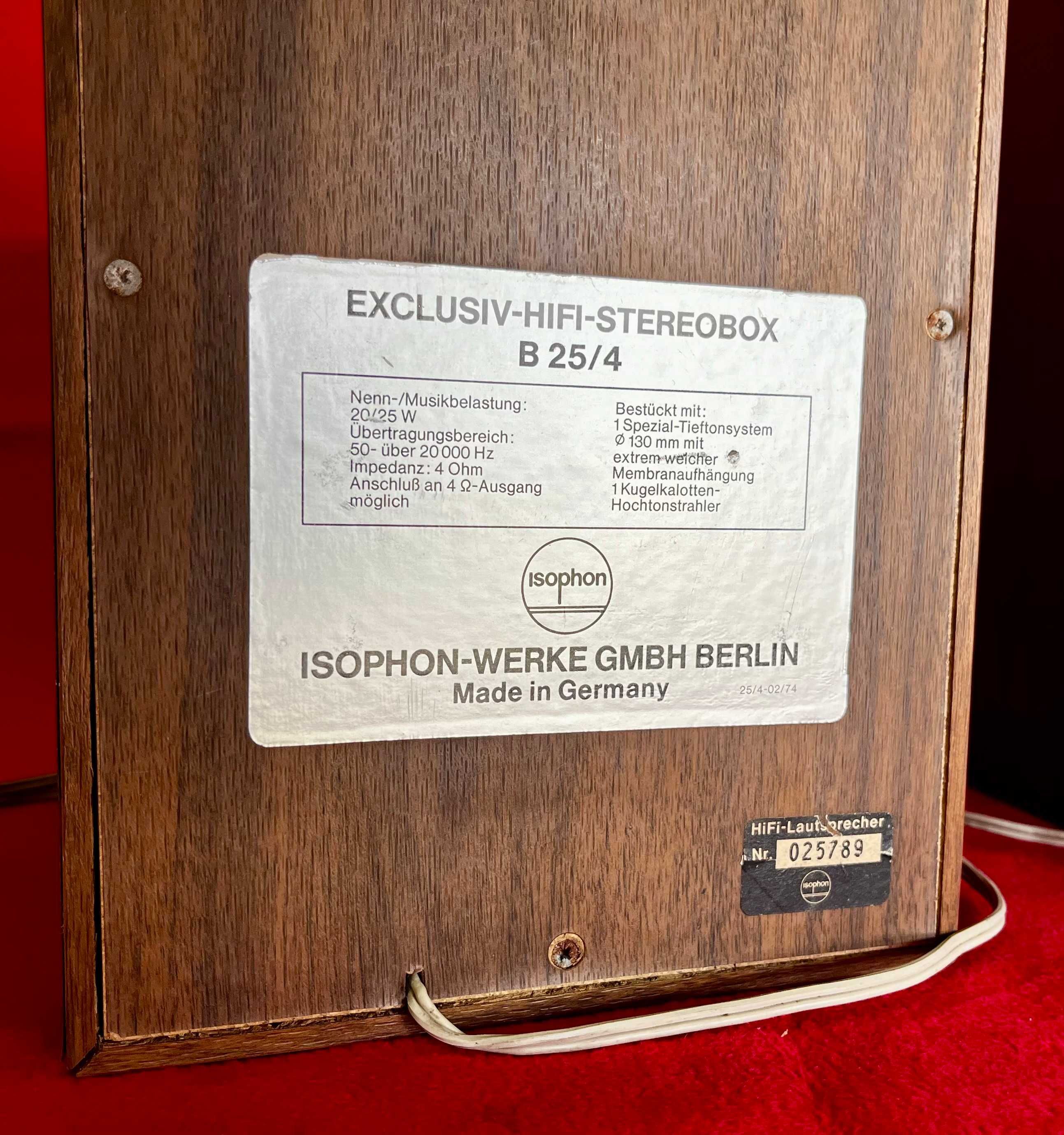 Monitory głośniki ISOPHON EXCLUSIV-HIFI-STEREOBOX B25/4 - vintage PRL