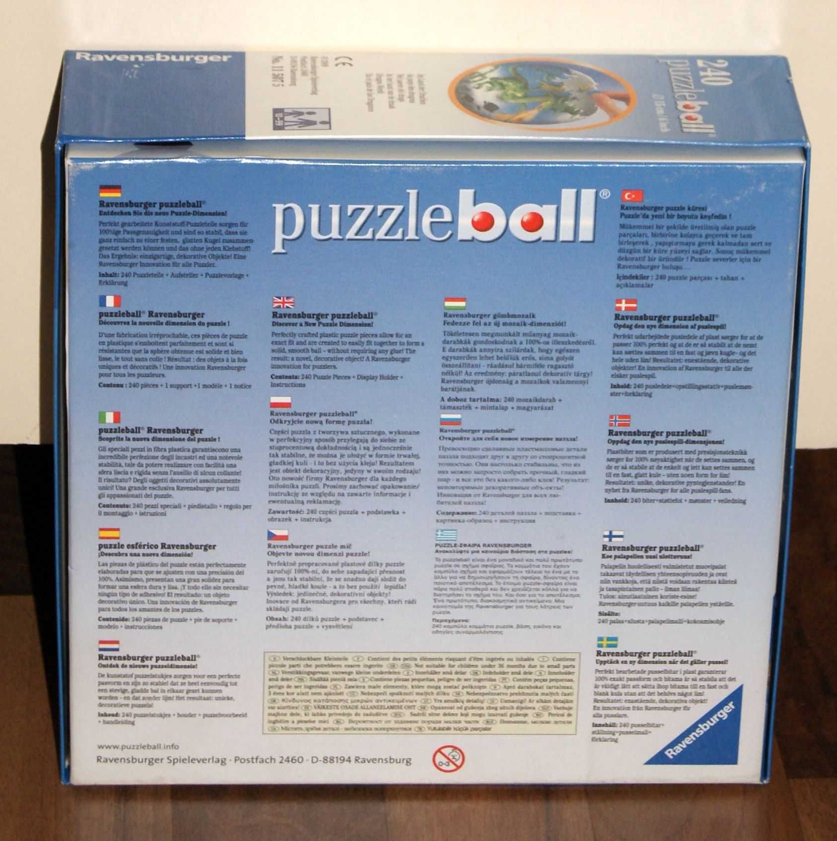 Puzzle puzzleball 3D RAVENSBURG, 240 elementów, fi 15 cm + GRATIS