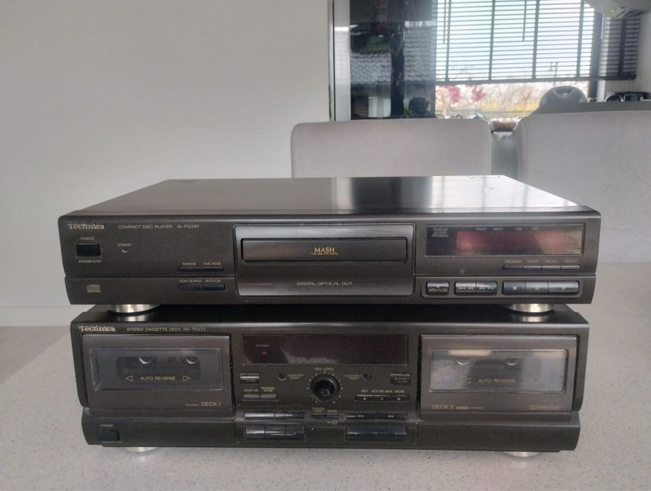 Wieża technics magnetofon i odtwarzacz CD