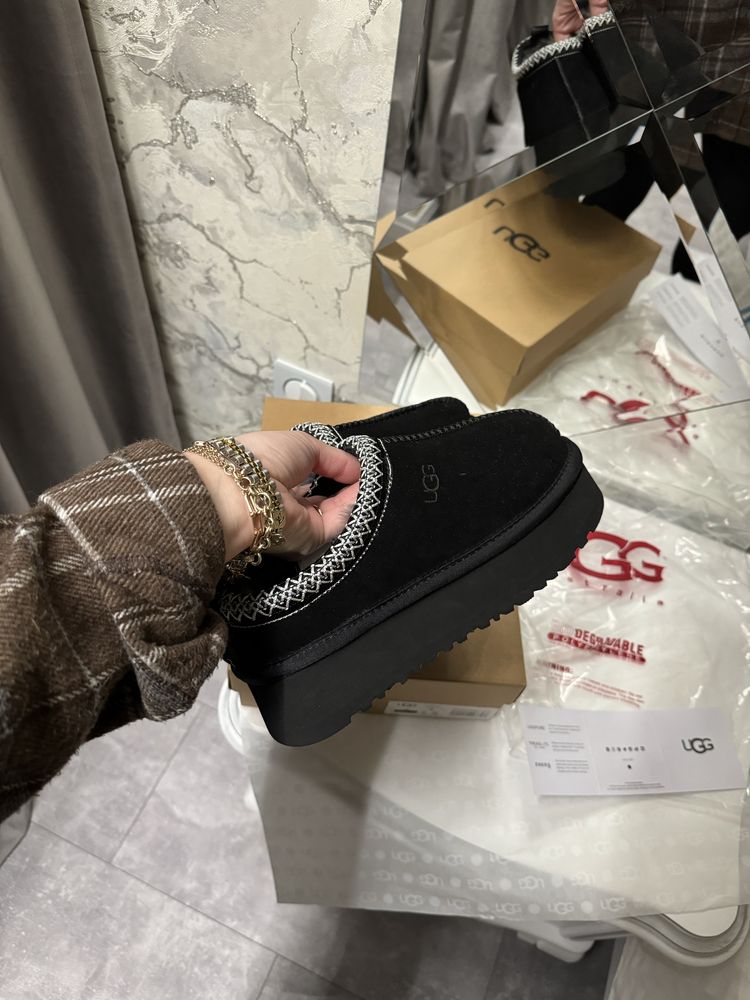Черные угги на платформе ugg tazz с открытой пяткой
