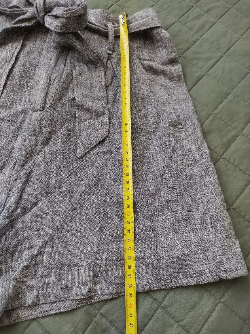 H&M rozmiar M lniane spodenki paperbag wysoki stan