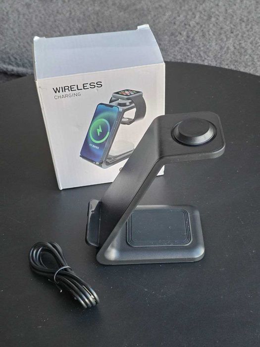 Ładowarka bezprzewodowa 20W telefon, zegarek, słuchawki 3 w 1 stan dbd