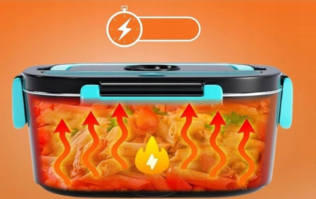 TRAVELISIMO Elektryczny Lunch Box, Czarno-Niebieski, Pojemność 1.5 L