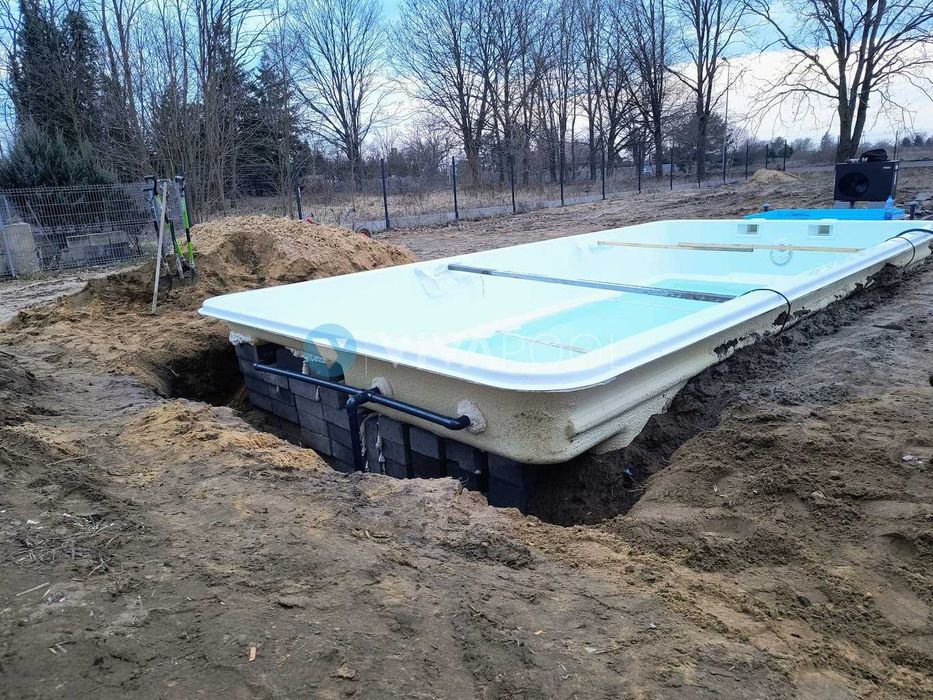 Nowoczesny basen ogrodowy z osprzętem TULUZA 5x3 wkopywany poliestrowy