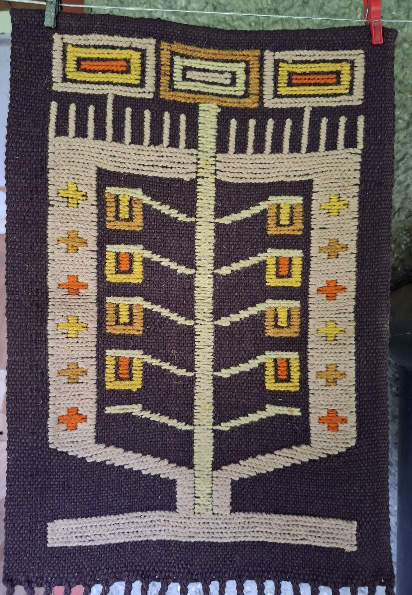 Piękny, wełniany gobelin/kilim Cepelia PRL