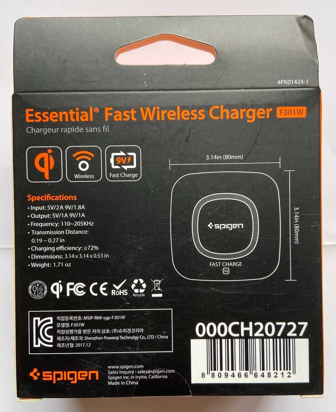 Ładowarka Indukcyjna Spigen F301W Essential Fast Charger, czarna