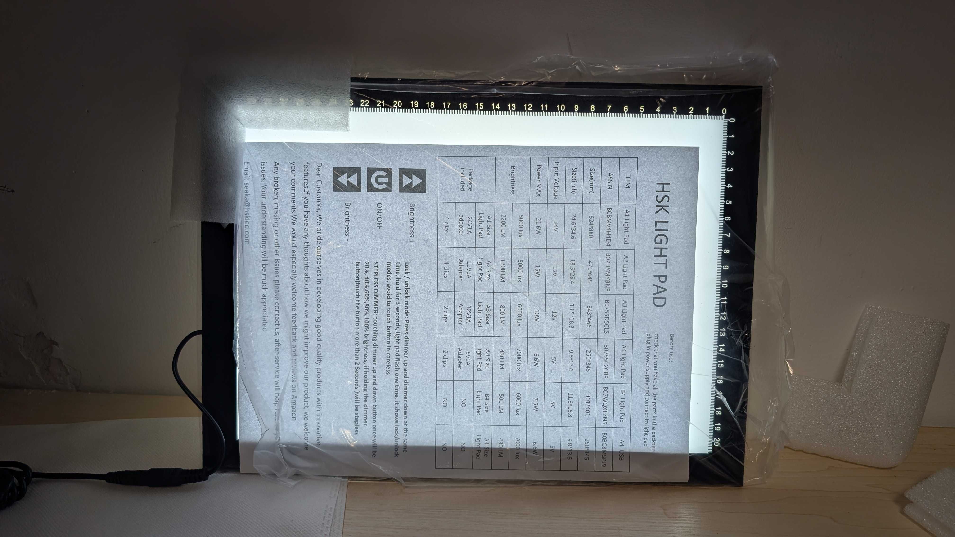 tablica led podświetlana do rysowania deska kreślarska graficzna A4