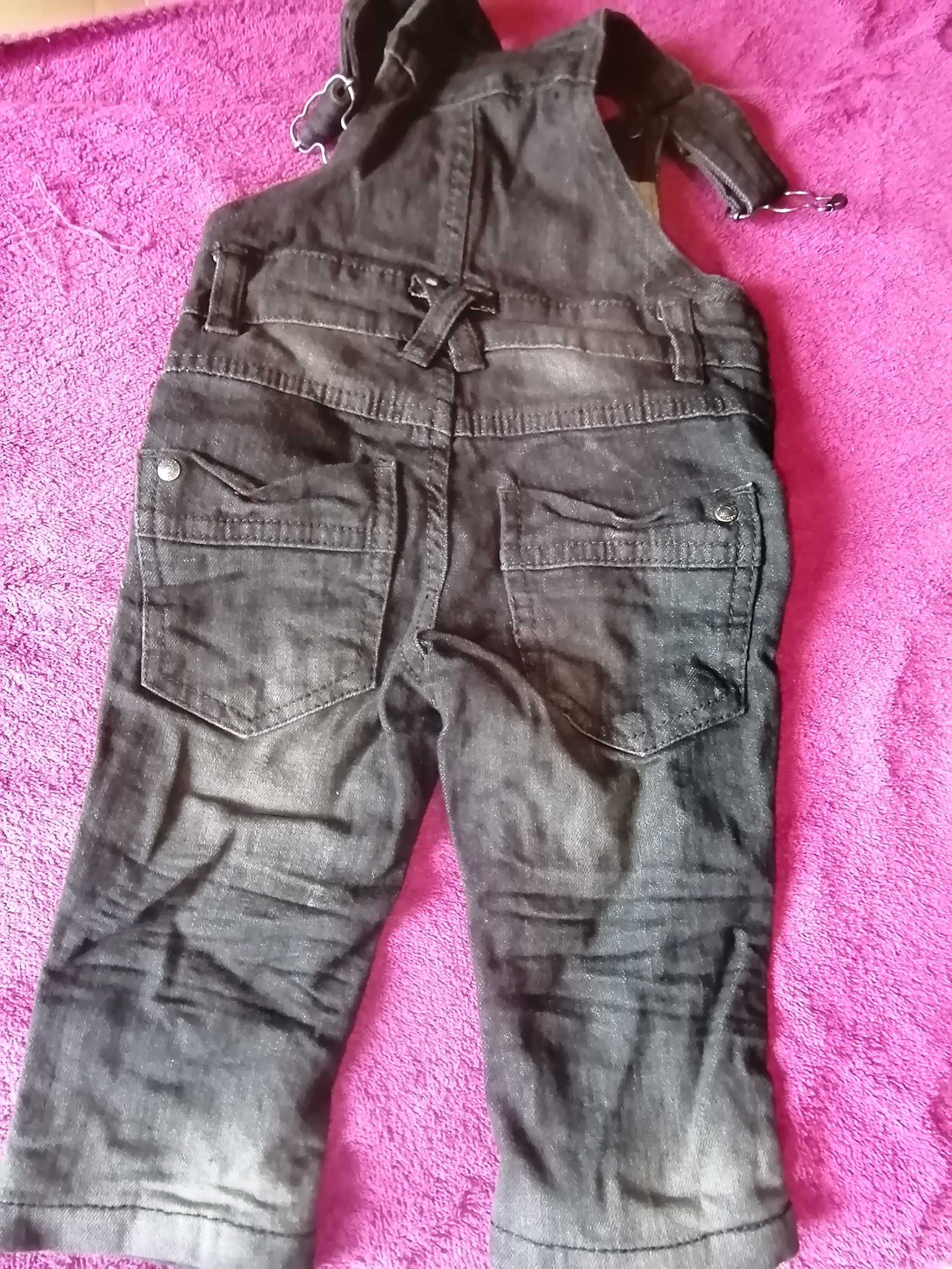 Ogrodniczki jeans ocieplane 74 cm