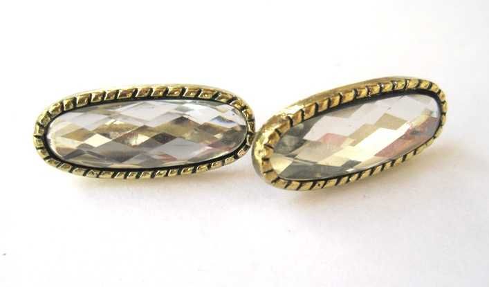 kolczyki złote owale wkrętki kryształy