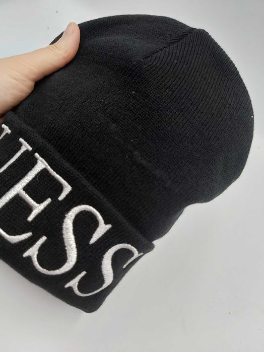NOWA czapka zimowa GUESS  duże logo czarna L