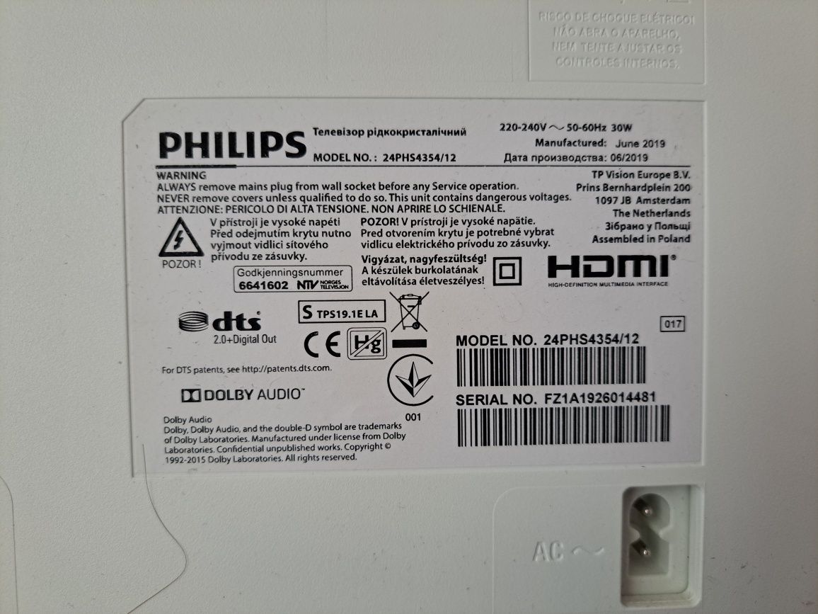 Telewizor Monitor LED Philips 24'' 24PHS4354