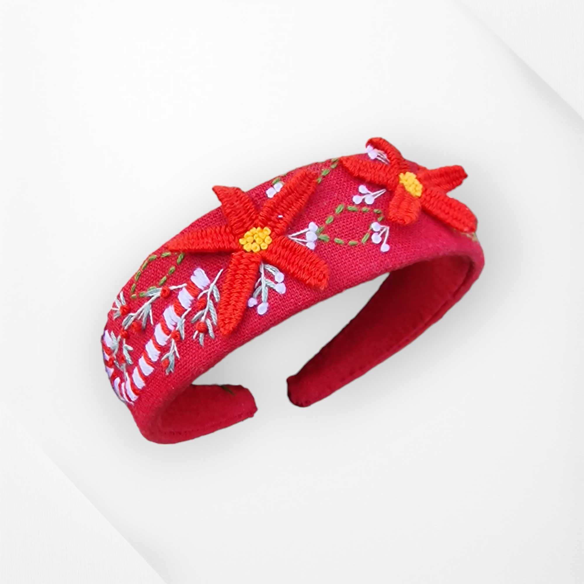 3D Hand embroidered headband - Christmas theme