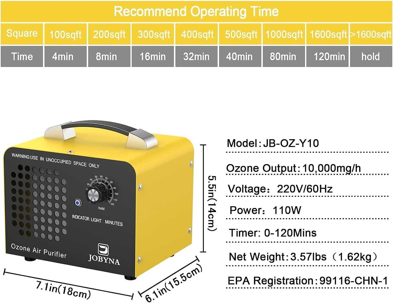 Nowy Generator ozonu / Oczyszczacz powietrza z ozonem / 110 W / 2210