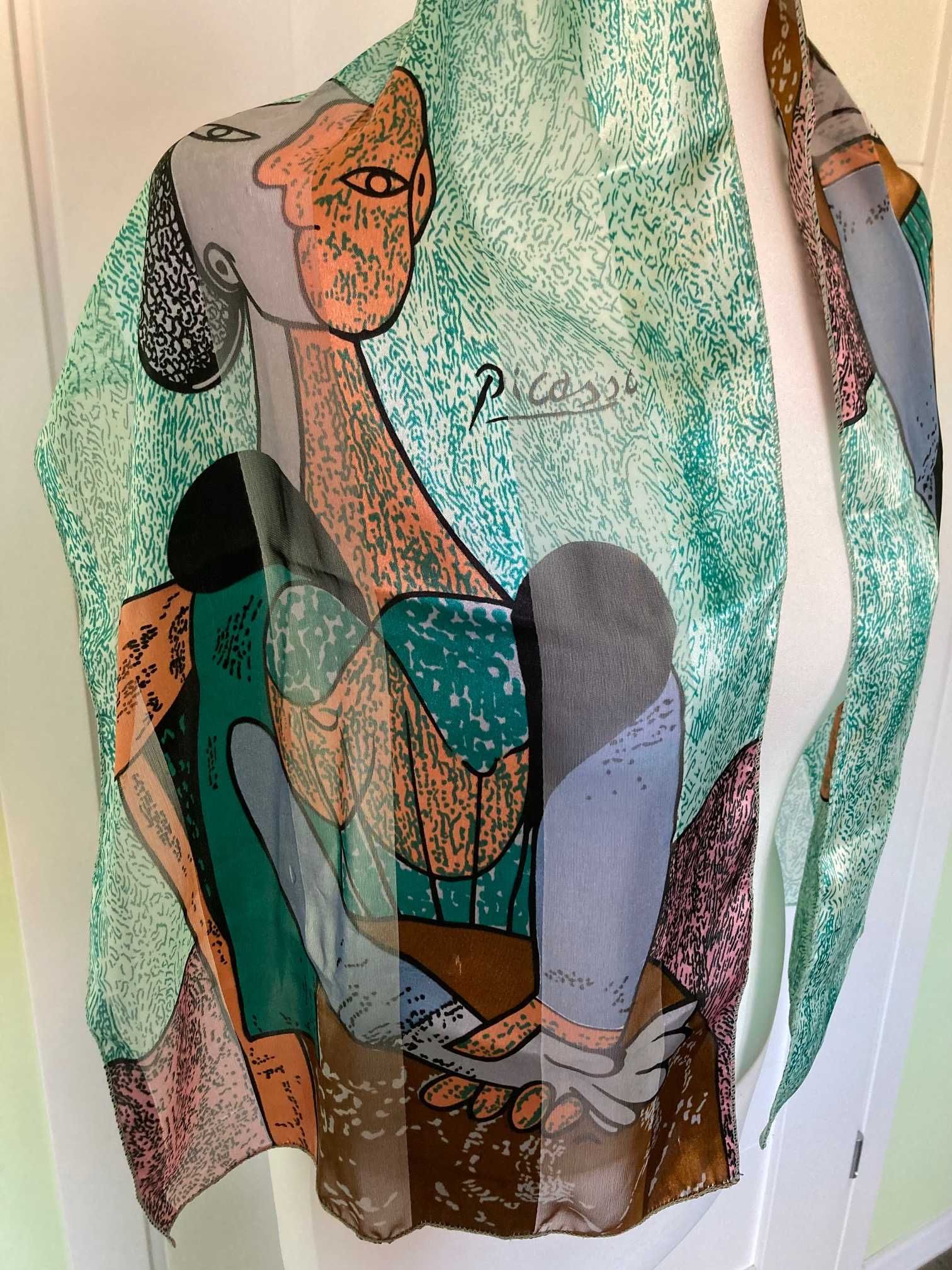Unikatowa kolorowa apaszka chusta Picasso vintage