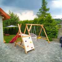 Drewniany Plac Zabaw do ogrodu MIKI Zjeżdżalnia Wspinaczka PRODUCENT