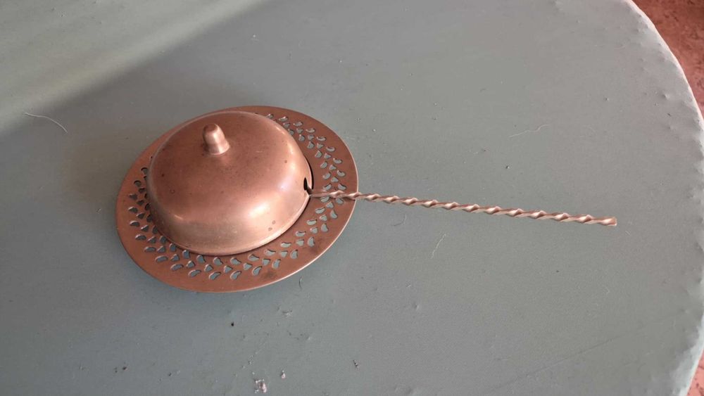 Zestaw mosiężny do spalania cukru / robienia karmelu – vintage PRL