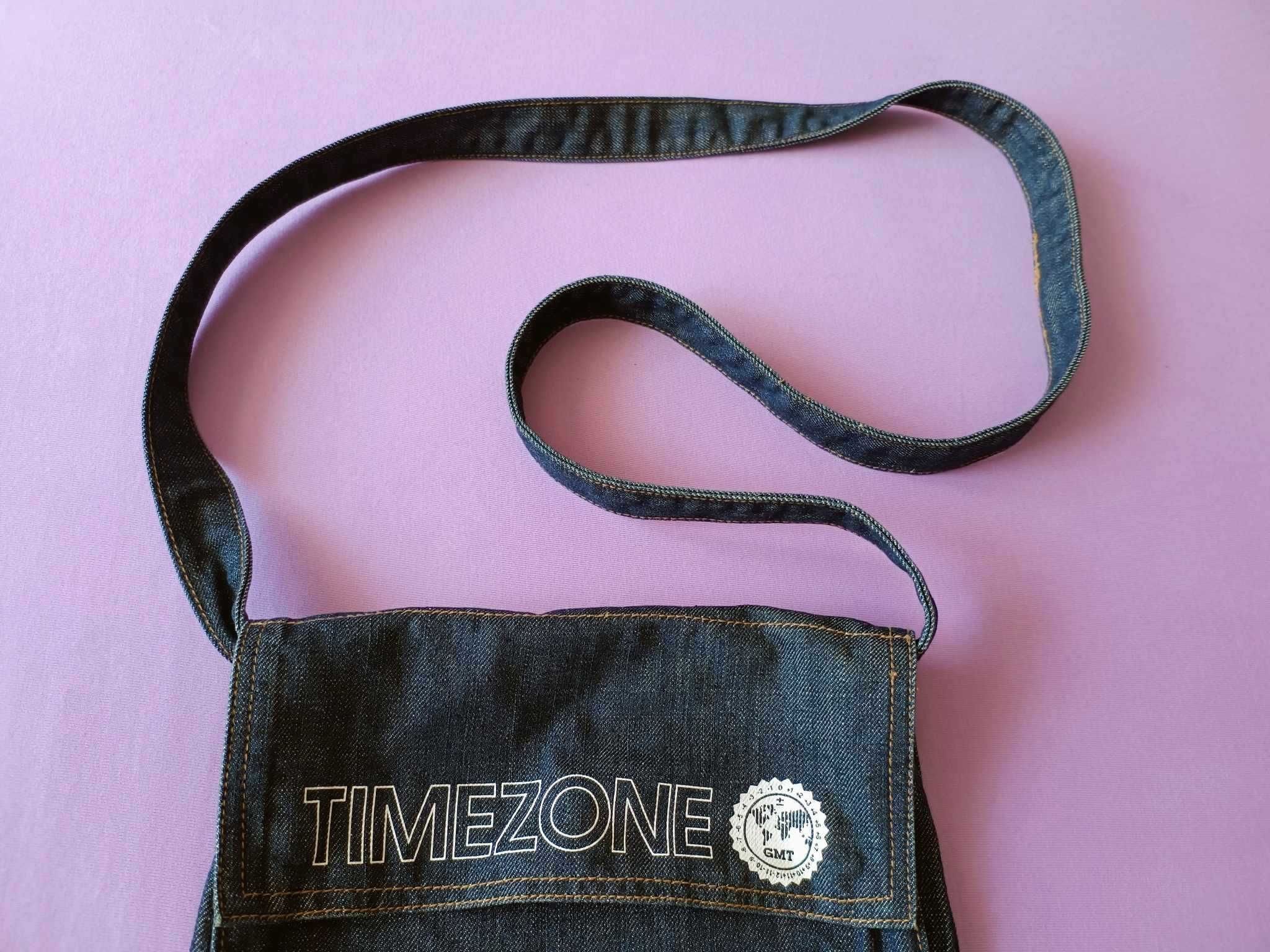 Torebka jeansowa, długi pasek, Firma Timezone