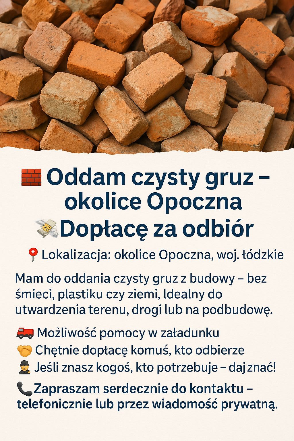 Oddam czysty gruz – okolice Opoczna