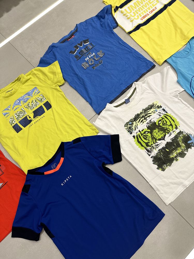 Bluzki z krótkim rękawem t-shirty dla chłopca 122 i 128cm na lato