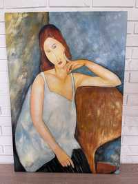Duży ręcznie malowany obraz olejny 70x100cm inspirowany Modigliani