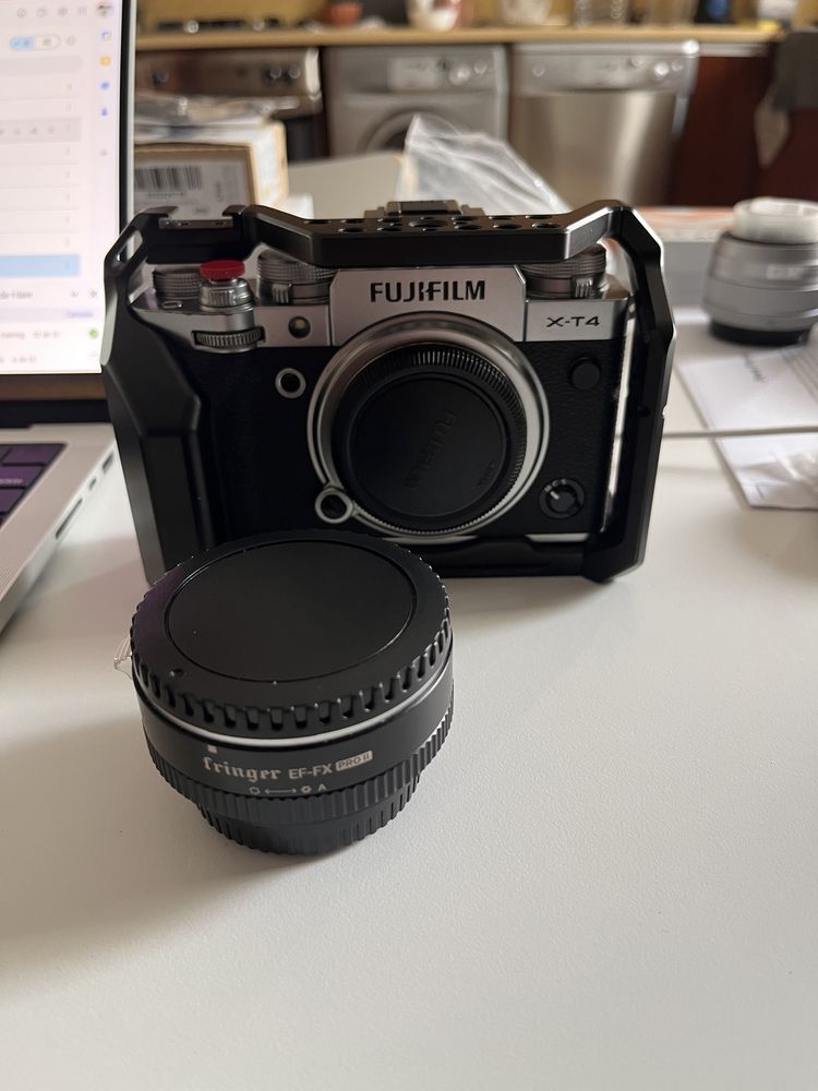 Fujifilm xt4+rig+3 baterias,carregador duplo+2x128gb+adaptador xf-ef