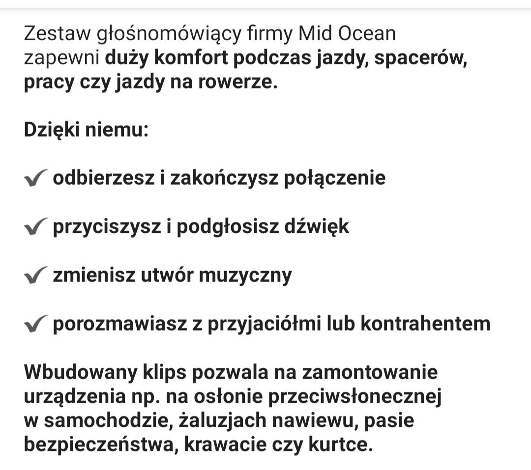 Nowy Zestaw głośnomówiący Bluetooth 4.2