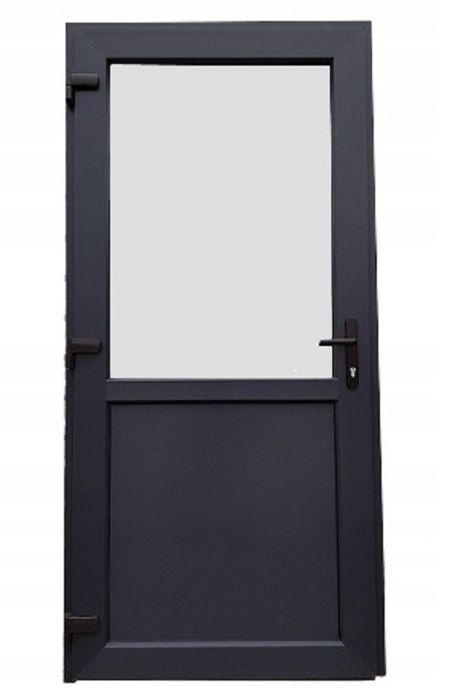 Drzwi PCV 105x210 antracyt zewnętrzne sklepowe tarasowe jak ALUMINIOWE