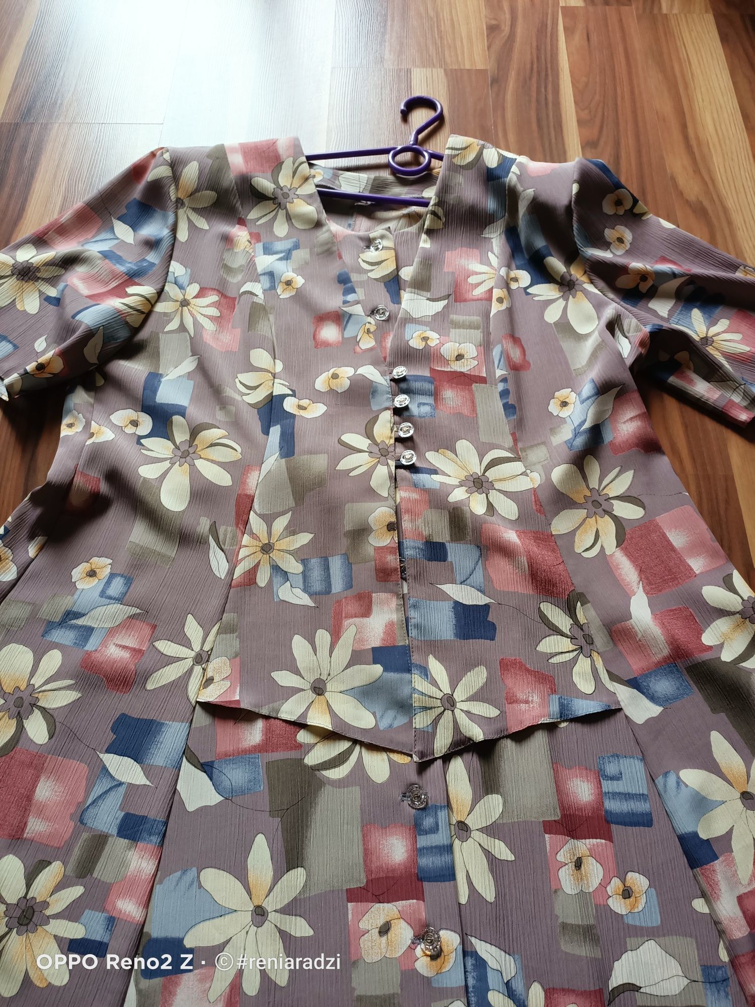 Sukienka, damska, r.46, 3XL, długa, kwiaty