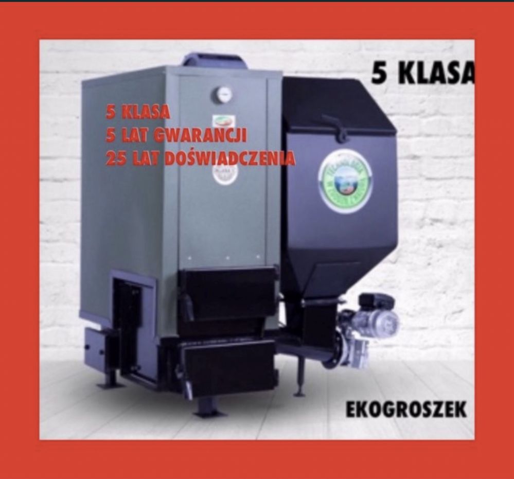 Piec kocioł z podajnikiem eco 5 klasa ekogroszek pellet drewno 25 kW