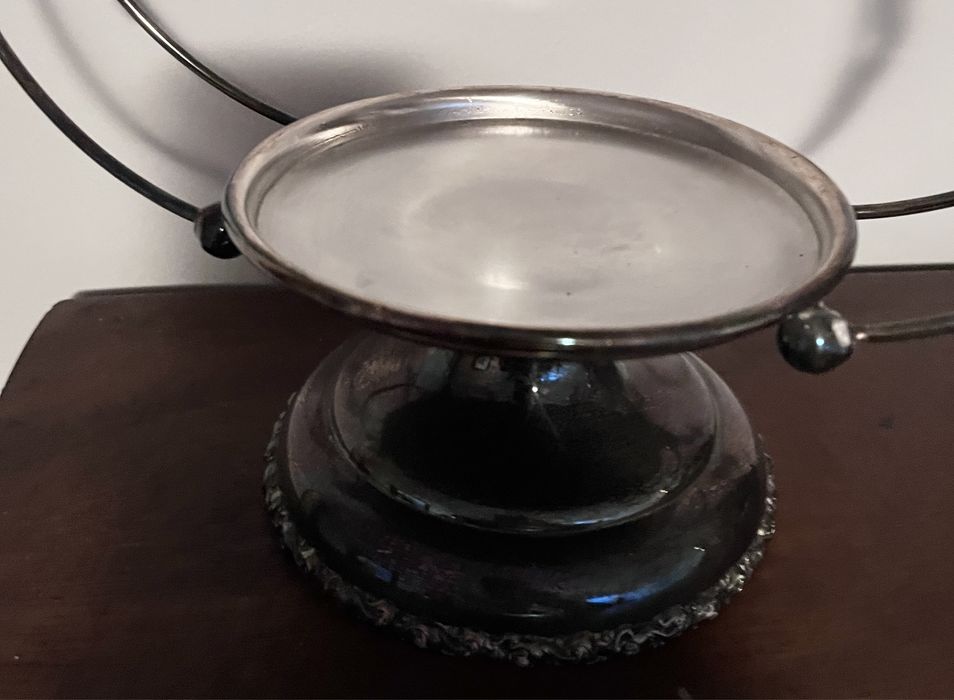 Rarytas posrebrzana patera na nodze ze szkalnym wkładem XIXw. J.Watts