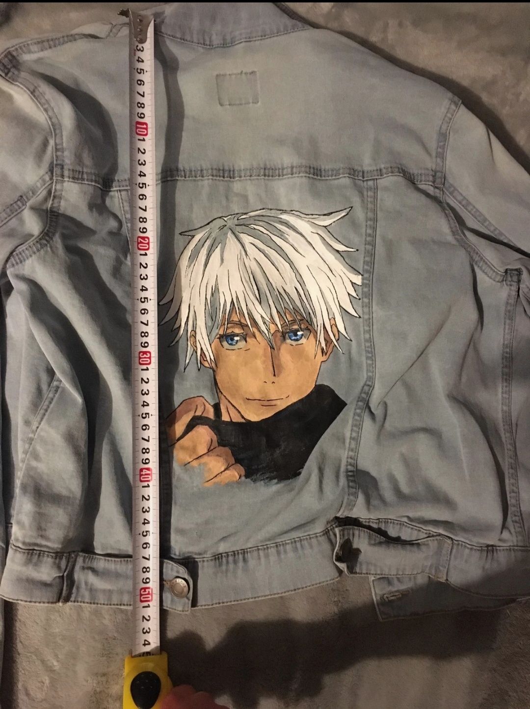 Gojo satoru jujutsu kaisen kurtka jeansowa custom anime