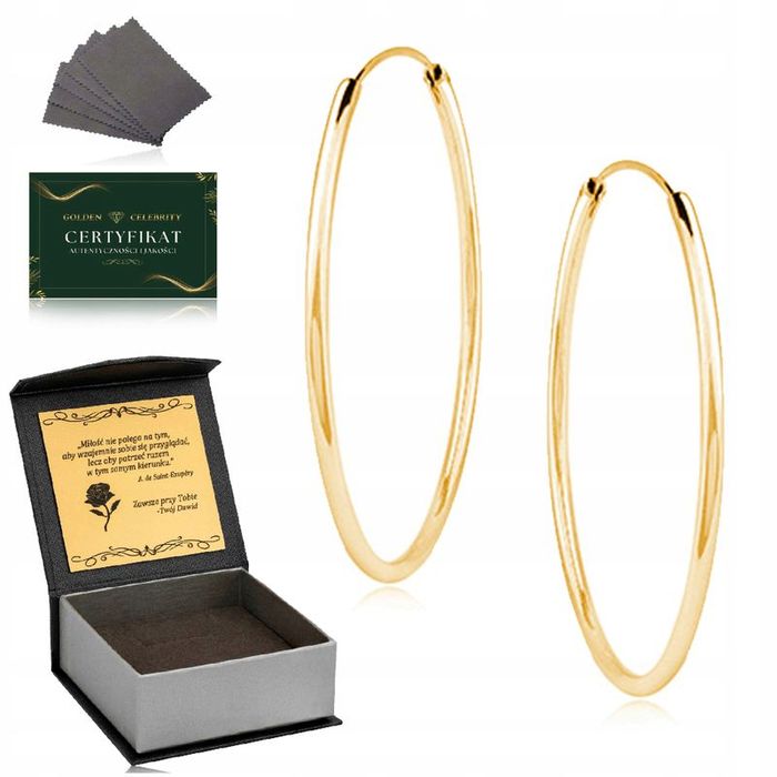 Złote Pozłacane Kolczyki Kółka Koła 3,5 Cm 925 Prezent Dla Mamy Na Uro