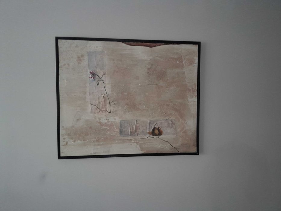 Tela com relevo motivo Flor e Peras original e unica