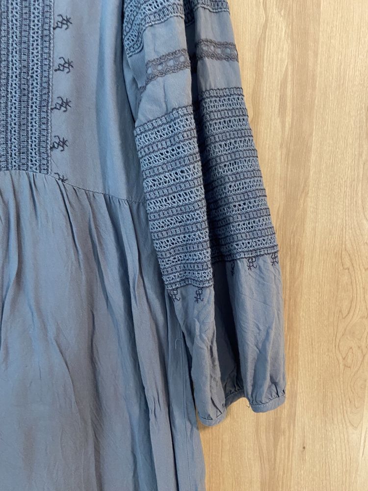 Mohito 36 niebieska sukienka rękaw wiskoza boho miękka lato Vintage