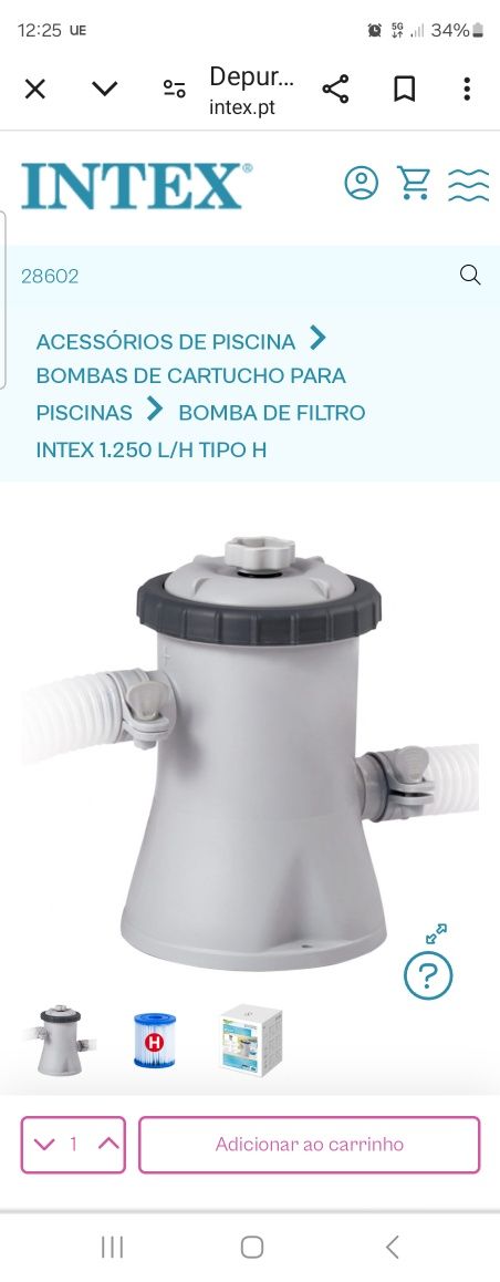 Bomba de filtro marca Intex