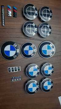 4 Centros de jante BMW 68mm e Símbolos Mala e Capô NOVOS