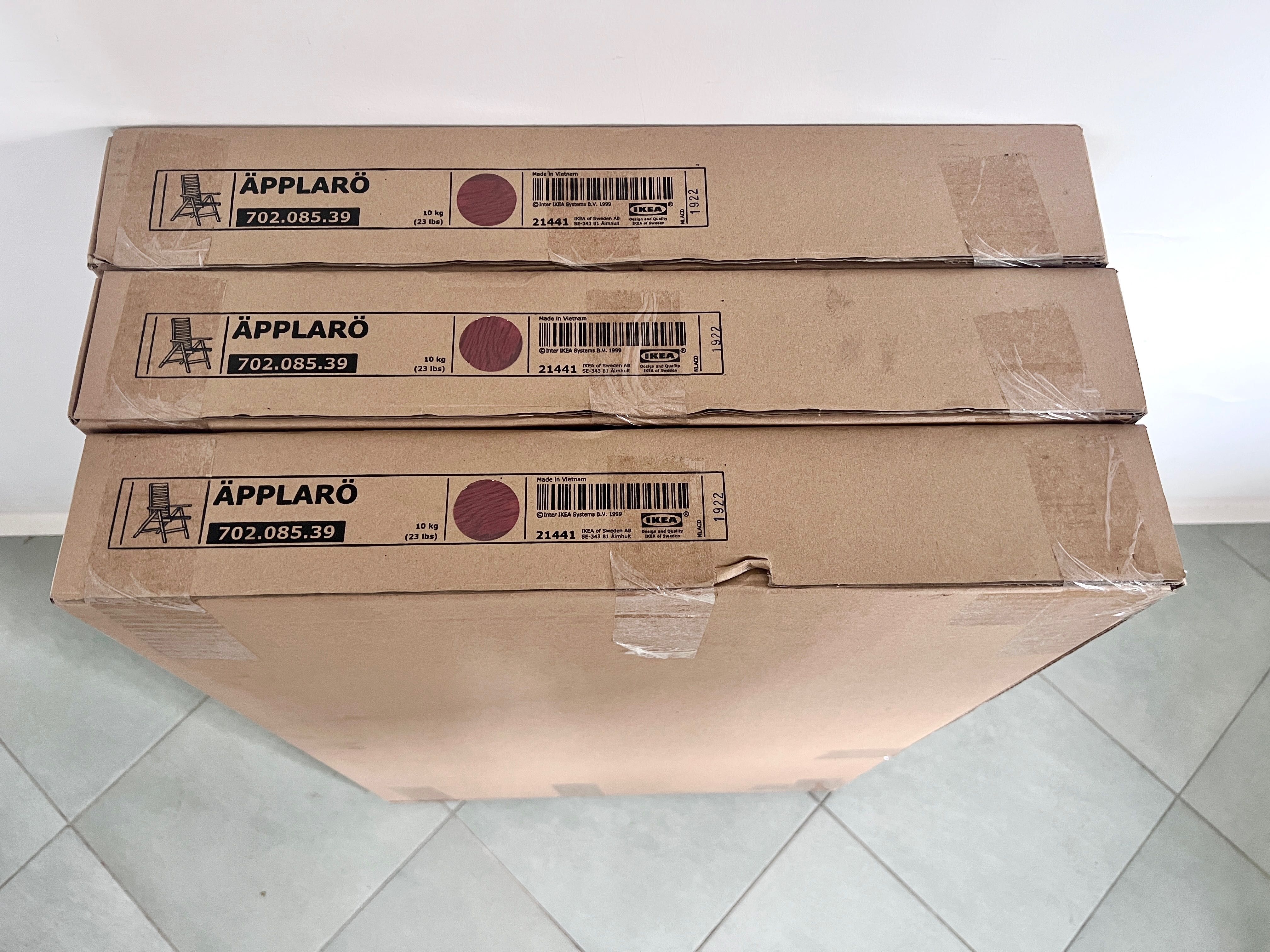 Zestaw 4szt krzeseł Ikea Applaro rozkładane oparcie ogrodowe duże nowe