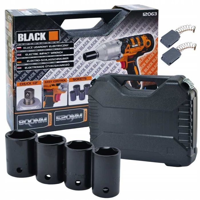 Elektryczny Klucz Udarowy 800nm 1/2 2200W Sieciowy Black