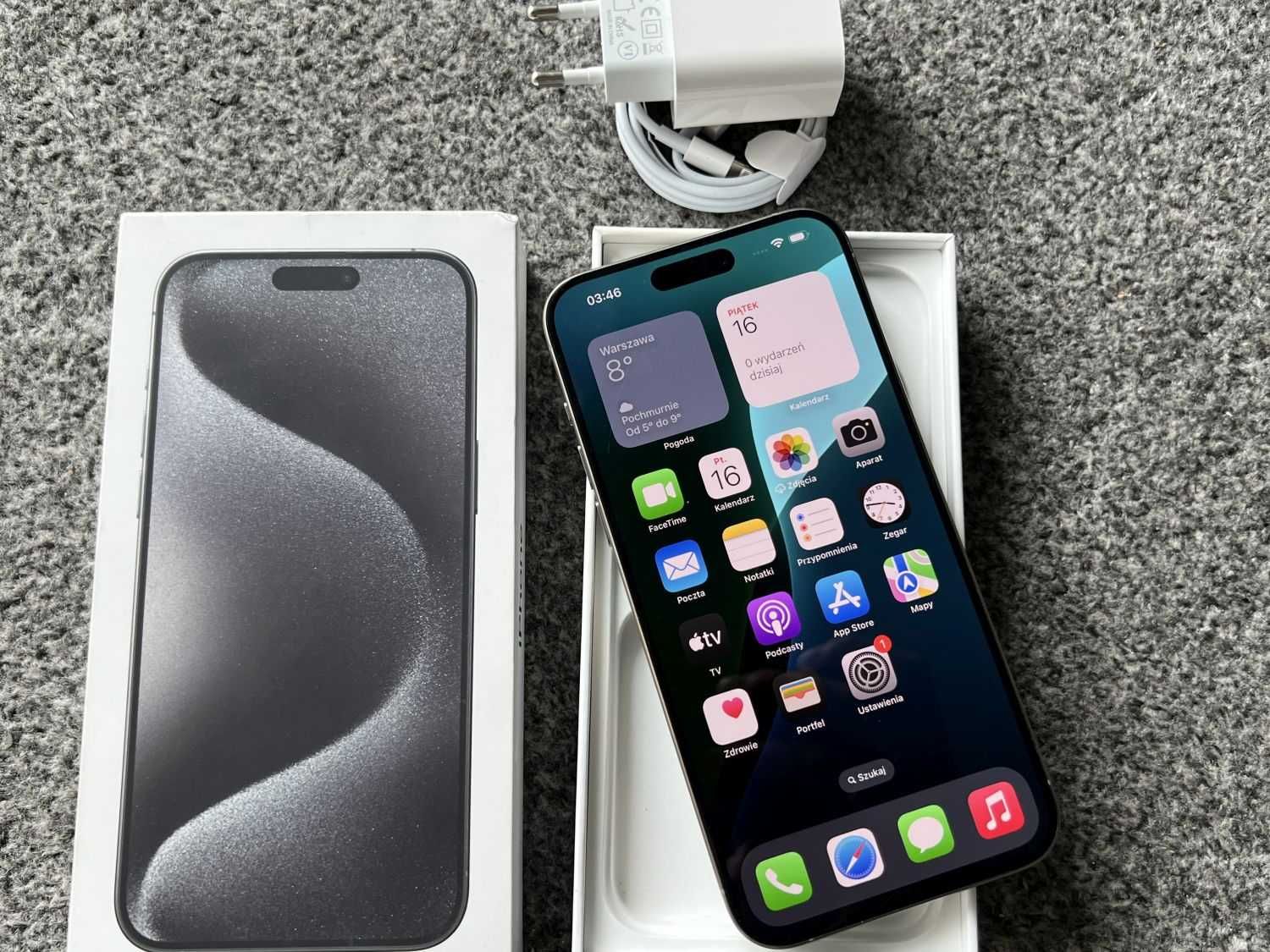 iPhone 15 Pro Max 256GB TITANIUM GREY BATERIA 100% Gwarancja FV23%