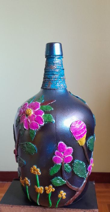Garrafão artesanato pintado e decorafo à mão