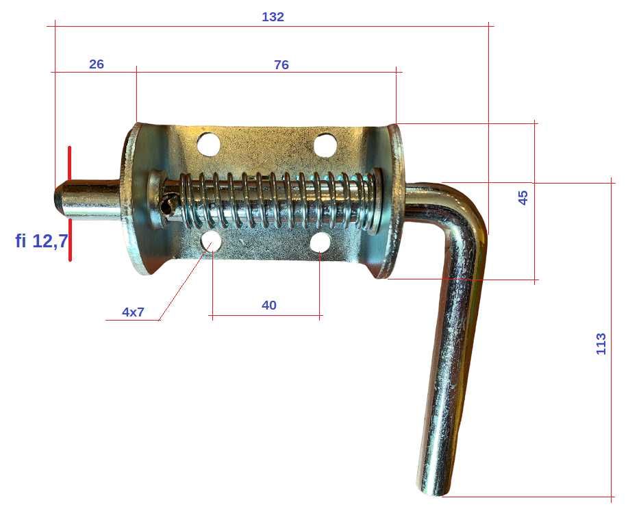 Zasuwka zasuwa skobel rygiel blokada GRUBA fi12,7 B.Mocna