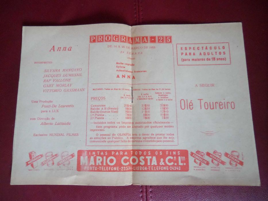 Panfleto Publicitário antigo