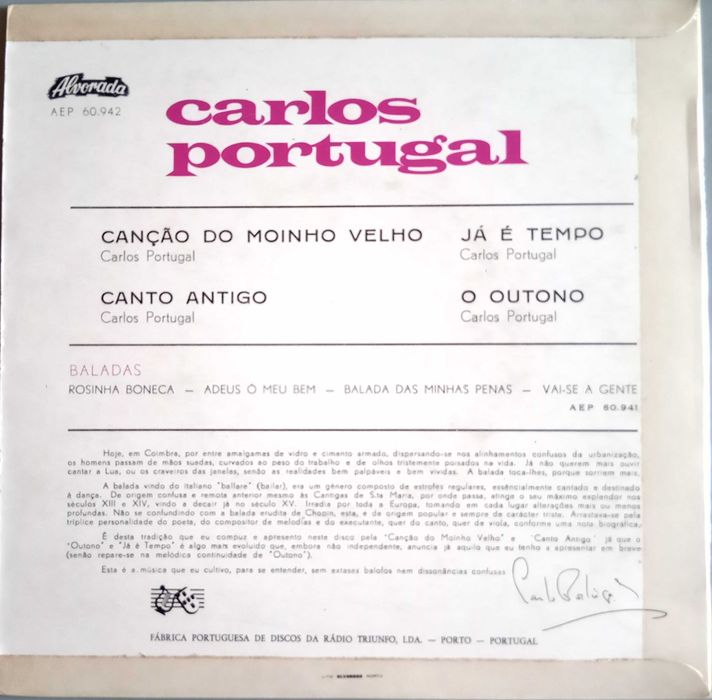 Carlos Portugal - - - - - Canção do Moinho Velho - - - - - EP