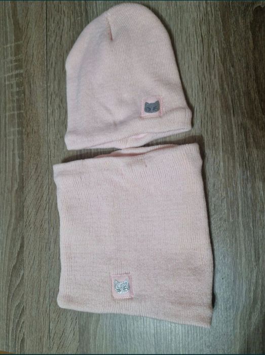 NOWY zestaw czapka komin z kotkiem dziecięce