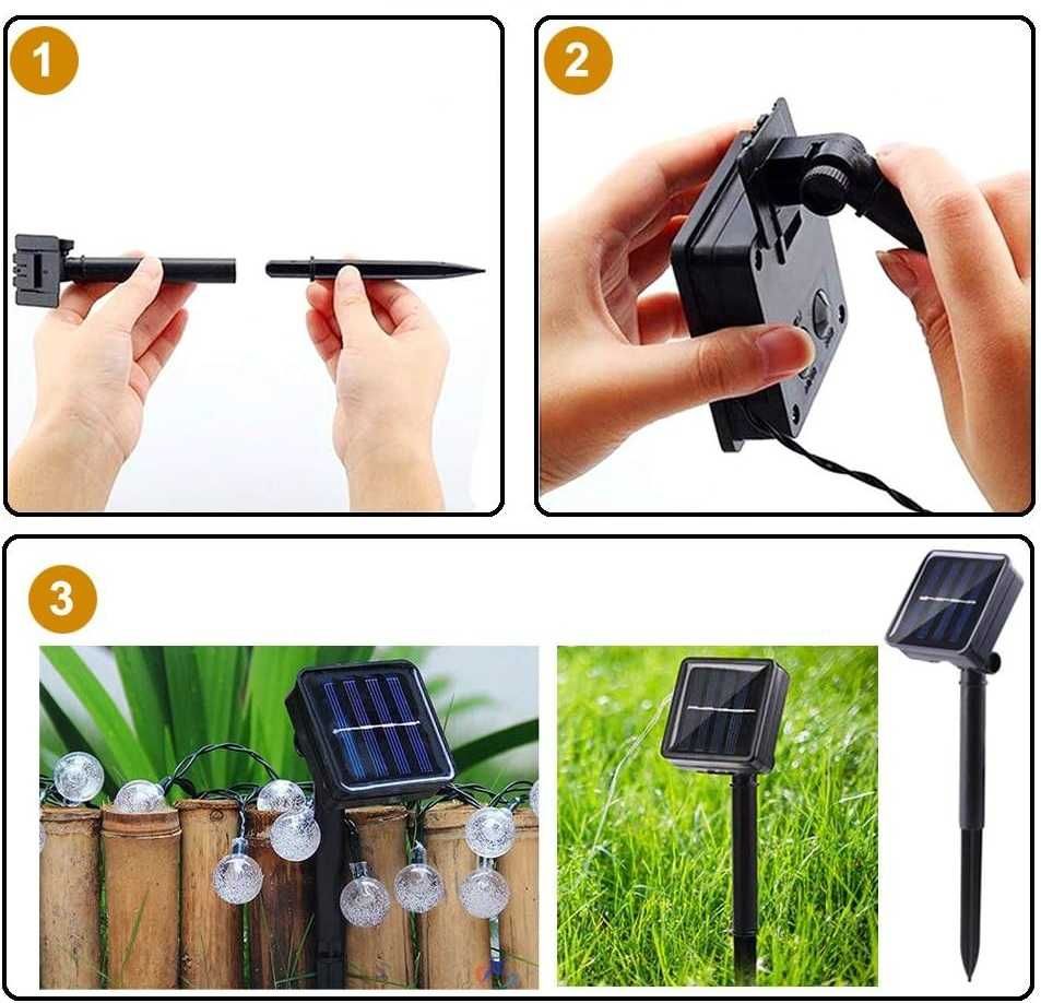 Girlanda solarna ogrodowa na balkon 50 led 11,8m lampki żarówki ciepła