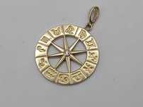 Nowa Złota zawieszka złoto próby 585, zodiaki gwiazda róża wiatrów
