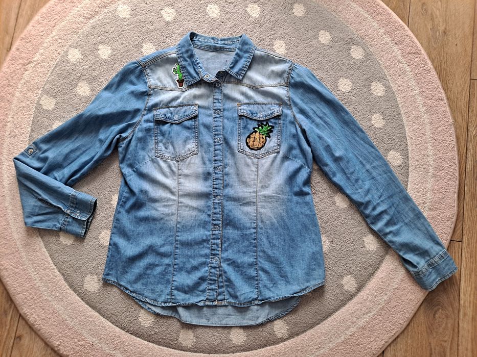Koszula damska jeansowa naszywki xl 42