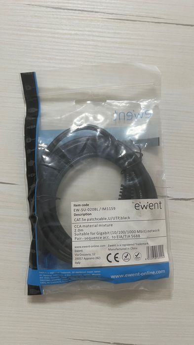 Cabos Ewent 2 m – Item Code EW-5U-020BL/IM1159 (x2 disponíveis)