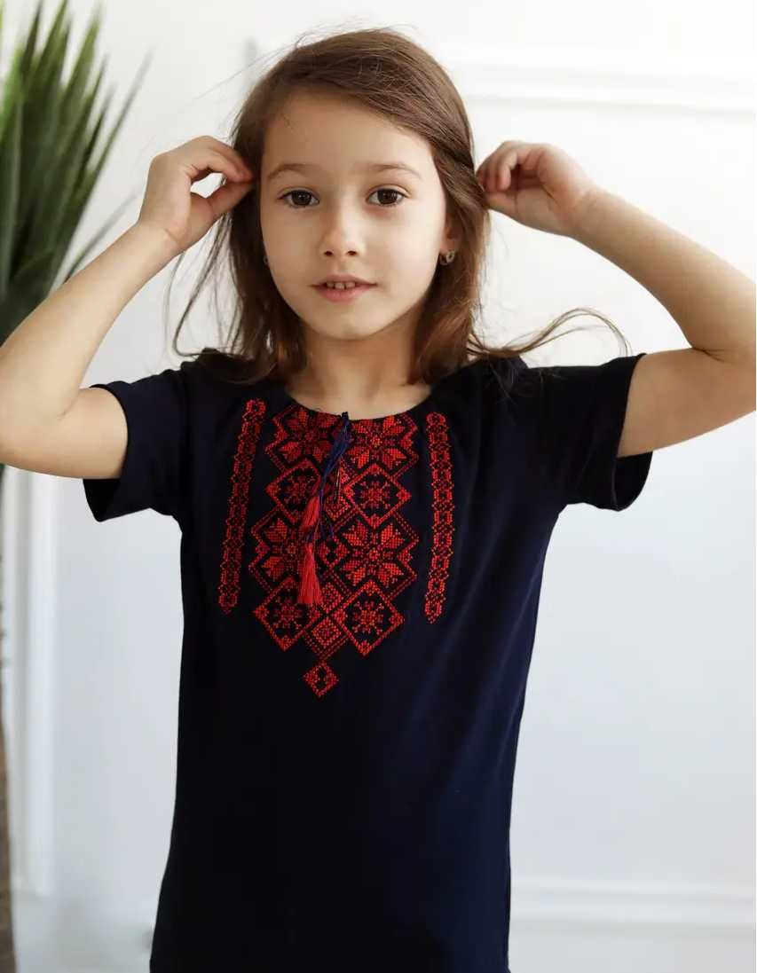 Вишиванка дівчача футболка дитяча на дівчинку вишита, р 92 -152